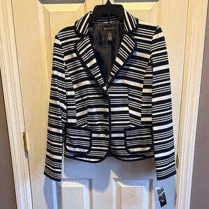 Navy and White Striped Women's Jacket